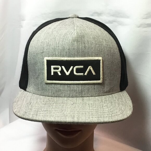 RVCA Heather Grey/Black TWILL II Logo Snapback Snap Adjustable Hat Cap 2-Tone - Picture 1 of 7
